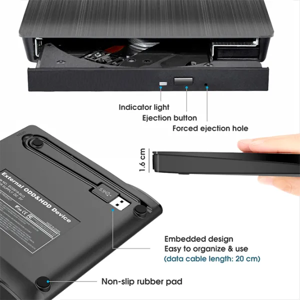 Оптический привод Roofull ECD819-SU3 USB 3.0 Type A/ Black photo 2