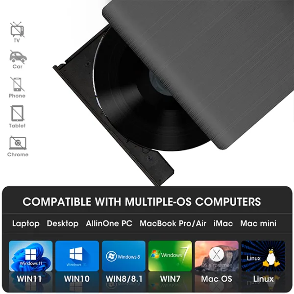 Оптический привод Roofull ECD819-SU3 USB 3.0 Type A/ Black photo 4
