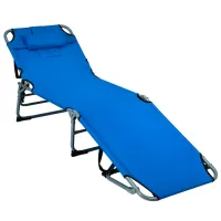 Шезлонг Costway OP70561BL Металл/ Ткань/ Blue Черный