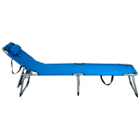 Șezlong Costway OP70561BL Metal/ Stofă/ Blue Black photo 2