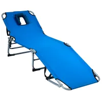 Șezlong Costway OP70561BL Metal/ Stofă/ Blue Black photo 3