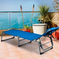 Șezlong Costway OP70561BL Metal/ Stofă/ Blue Black photo 5