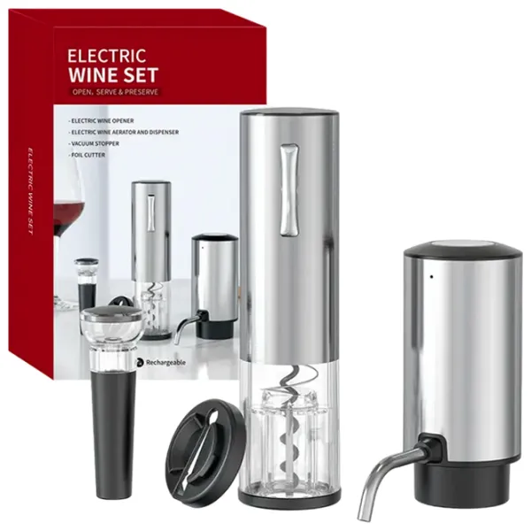 Set desfacător de vin Circle Joy SGS-KD-8  / Silver photo 2