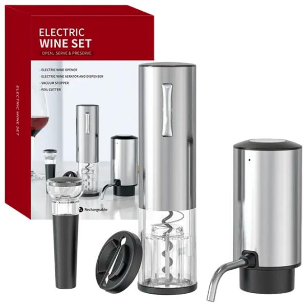 Set desfacător de vin Circle Joy SGS-KD-8  / Silver photo 2