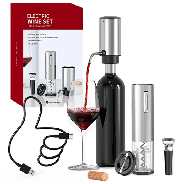 Set desfacător de vin Circle Joy SGS-KD-8  / Silver photo 3