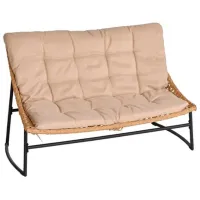 Set mobilă terasă Technoworker Silent Metal/ Sticlă/ Rattan artificial/ Beige photo 2