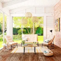 Set mobilă terasă Technoworker Silent Metal/ Sticlă/ Rattan artificial/ Beige photo 6