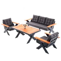 Set mobilă terasă Technoworker Terrace Aluminiu/ Lemn/ Stofă/ Gray