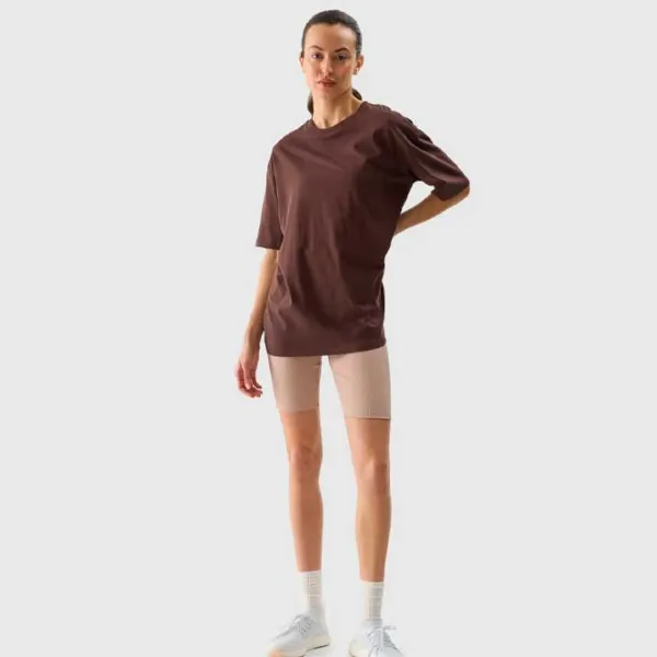 Tricou pentru femei 4F 4FWSS24TTSHF1355 100% bumbac/ Brown photo 2