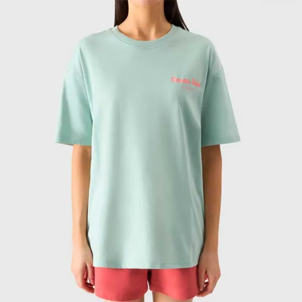 Tricou pentru femei 4F 4FWSS24TTSHF1265 100% bumbac/ Mint photo 4