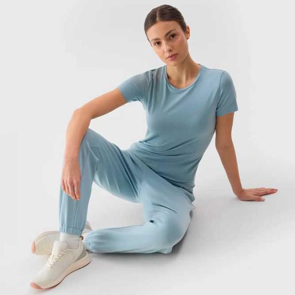 Tricou pentru femei 4F 4FWSS24TTSHF1267 100% bumbac/ Light Blue photo 3