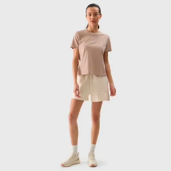 Tricou pentru femei 4F 4FWSS24TTSHF1354 100% bumbac/ Cream photo 2