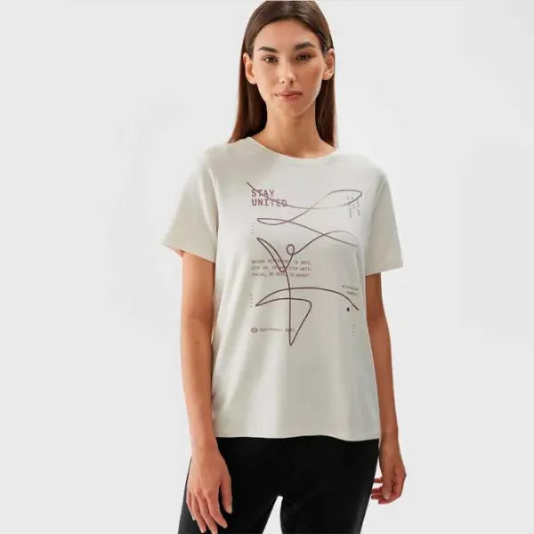 Tricou pentru femei 4F 4FAW23TTSHF0900 70% modal/ Beige photo 2