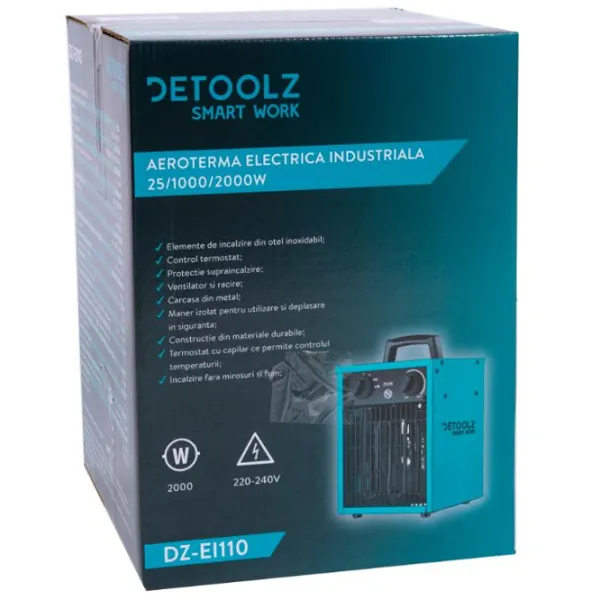 Aerotermă Detoolz DZ-EI110 2000 W/ 30 m²/ 272 m³/ h photo 5