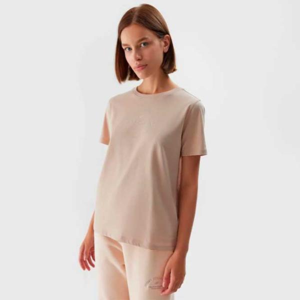 Tricou pentru femei 4F 4FAW23TTSHF0902 100% bumbac/ Beige photo 3