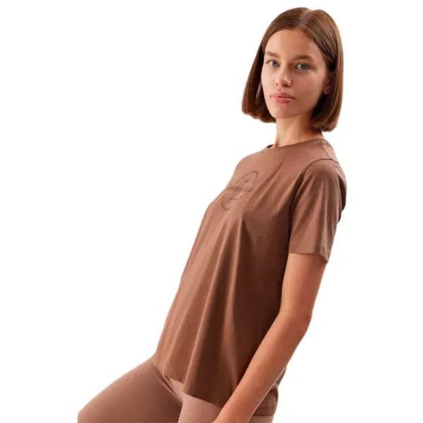 Футболка для женщин 4F 4FAW23TTSHF0902 100% хлопок/ Brown photo 1