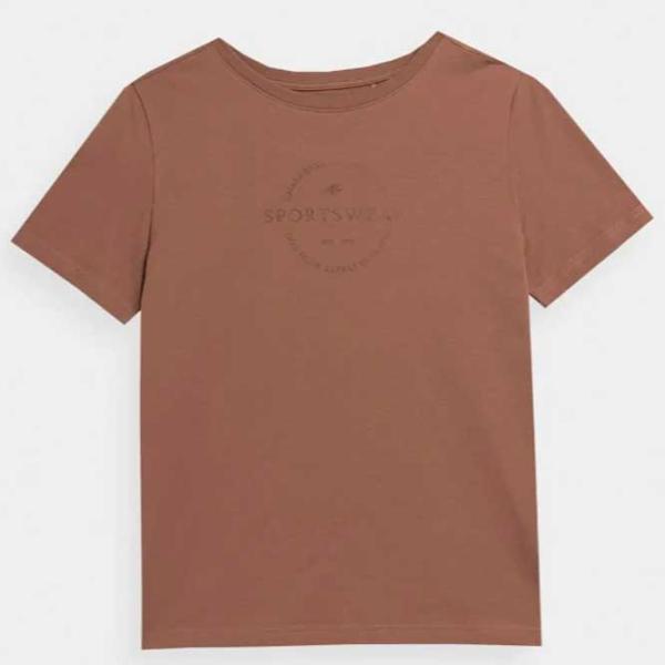 Футболка для женщин 4F 4FAW23TTSHF0902 100% хлопок/ Brown photo 2