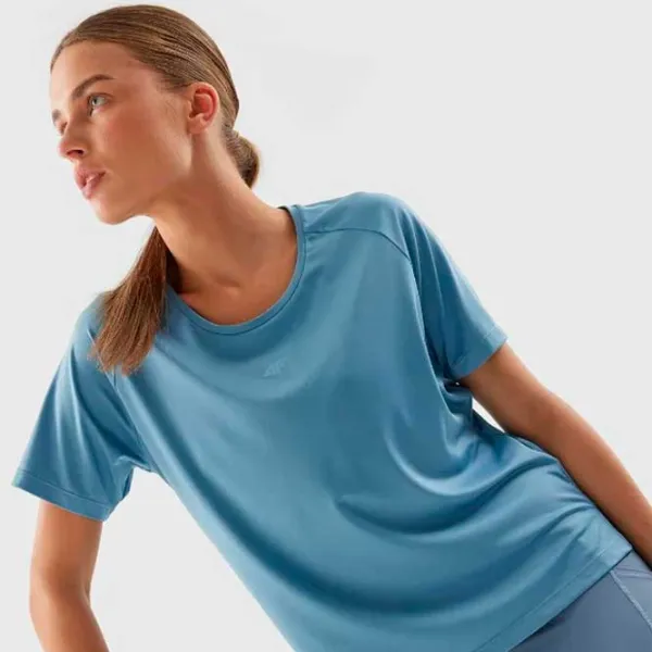 Tricou pentru femei 4F 4FAW23TFTSF428 92% poliester/ Light Blue photo 2