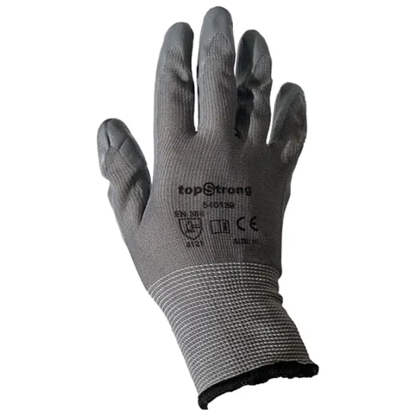 Mănuși de protecție TopStrong Work gloves Poliester/ Grey photo 3