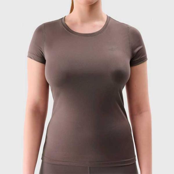 Tricou pentru femei 4F 4FWSS24TFTSF604 90% poliester, 10% elastan/ Brown photo 2