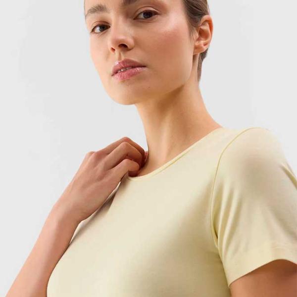 Tricou pentru femei 4F 4FWSS24TTSHF1267 100% bumbac/ Yellow photo 4