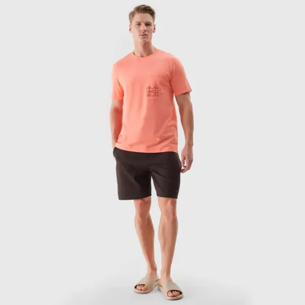 Tricou pentru bărbați 4F 4FWSS24TTSHM1284 100% bumbac/ Coral photo 4