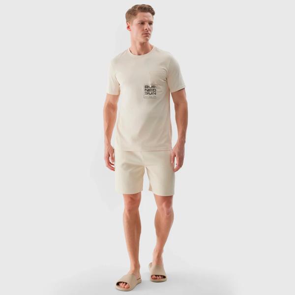 Tricou pentru bărbați 4F 4FWSS24TTSHM1284 100% bumbac/ Beige photo 4