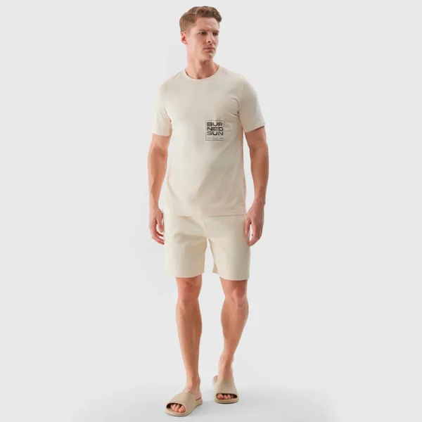 Tricou pentru bărbați 4F 4FWSS24TTSHM1284 100% bumbac/ Beige photo 4