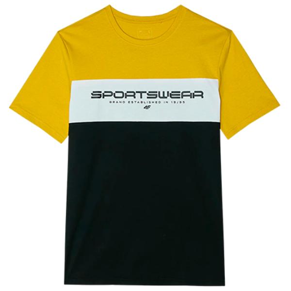 Tricou pentru bărbați 4F 4FWSS24TTSHM1326 100% bumbac/ Yellow photo 1