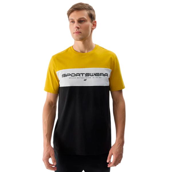 Tricou pentru bărbați 4F 4FWSS24TTSHM1326 100% bumbac/ Yellow photo 3