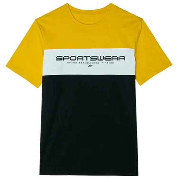 Tricou pentru bărbați 4F 4FWSS24TTSHM1326 100% bumbac/ Yellow photo 1