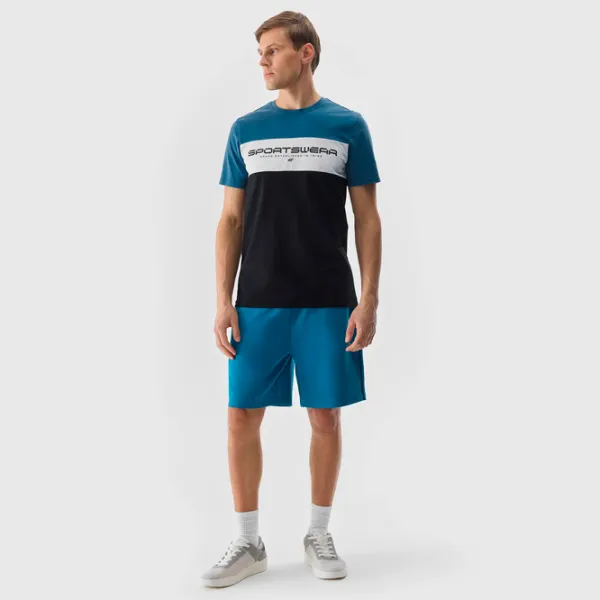 Tricou pentru bărbați 4F 4FWSS24TTSHM1326 100% bumbac/ Blue photo 4