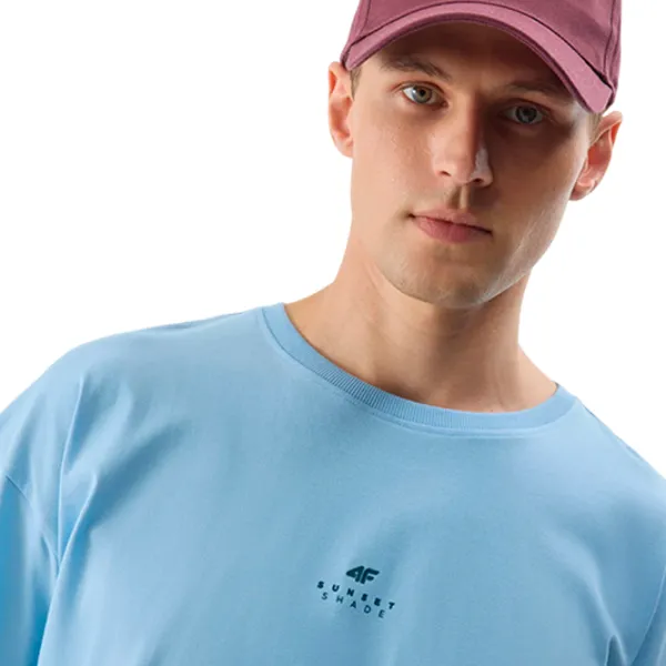Tricou pentru bărbați 4F 4FWSS24TTSHM1287 100% bumbac/ Blue photo 4