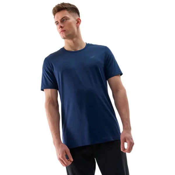 Tricou pentru bărbați 4F 4FWSS24TFTSM599 90% poliester/ Navy photo 4