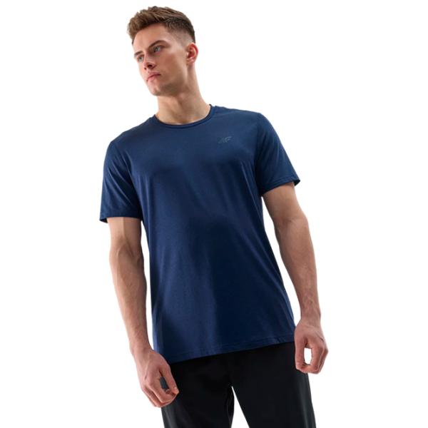 Tricou pentru bărbați 4F 4FWSS24TFTSM599 90% poliester/ Navy photo 4