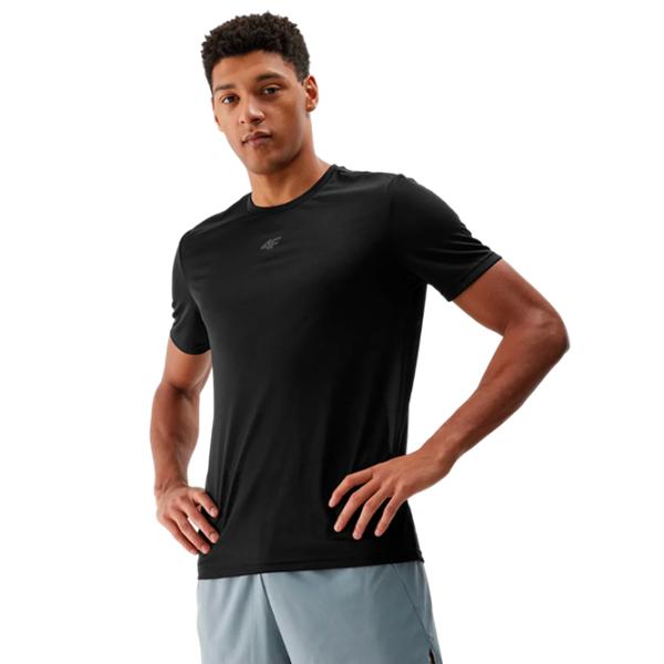 Tricou pentru bărbați 4F 4FWSS24TFTSM697 100% poliester/ Black photo 4
