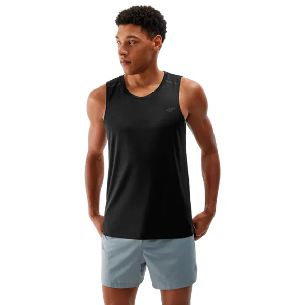 Tricou pentru bărbați 4F 4FWSS24TFTSM841 1% elastan/ Black photo 4