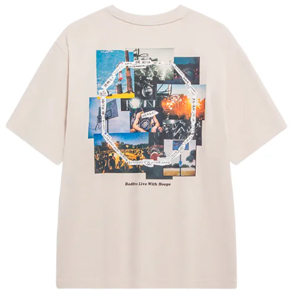 Tricou pentru bărbați Li-Ning AHST281-3B 100% bumbac/ Beige photo 3