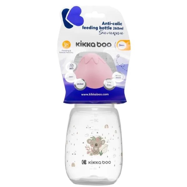 Biberon Kikka Boo Savanna Pentru fetițe/ 260 ml/ Pink photo 3