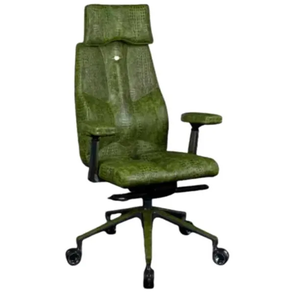 Fotoliu de birou Kulik System Croco Piele/ Green photo 1
