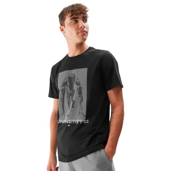 Tricou pentru bărbați 4F 4faw23ttshm0866 100% bumbac/ Black photo 3