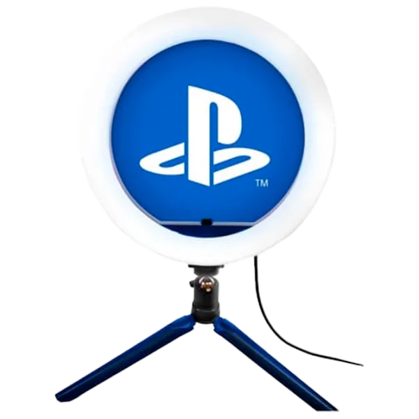 Штатив с круглой лампой Paladone Playstation Streaming Light 259 мм Blue photo 1