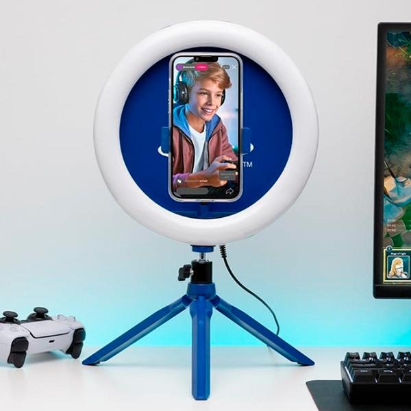 Штатив с круглой лампой Paladone Playstation Streaming Light 259 мм Blue photo 2