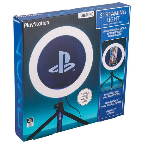 Штатив с круглой лампой Paladone Playstation Streaming Light 259 мм Blue photo 6