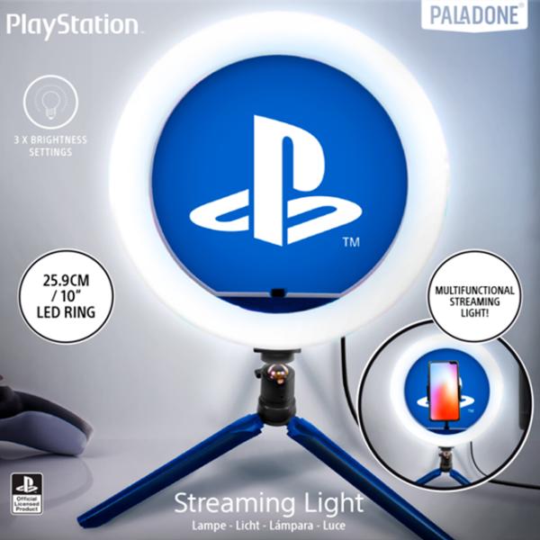 Штатив с круглой лампой Paladone Playstation Streaming Light 259 мм Blue photo 7