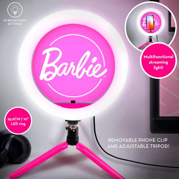 Штатив с круглой лампой Paladone Barbie Streaming Light 259 мм Pink photo 4