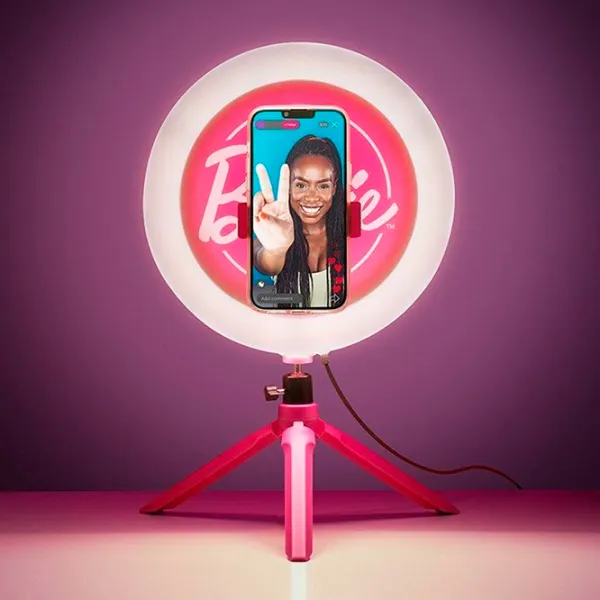 Штатив с круглой лампой Paladone Barbie Streaming Light 259 мм Pink photo 6