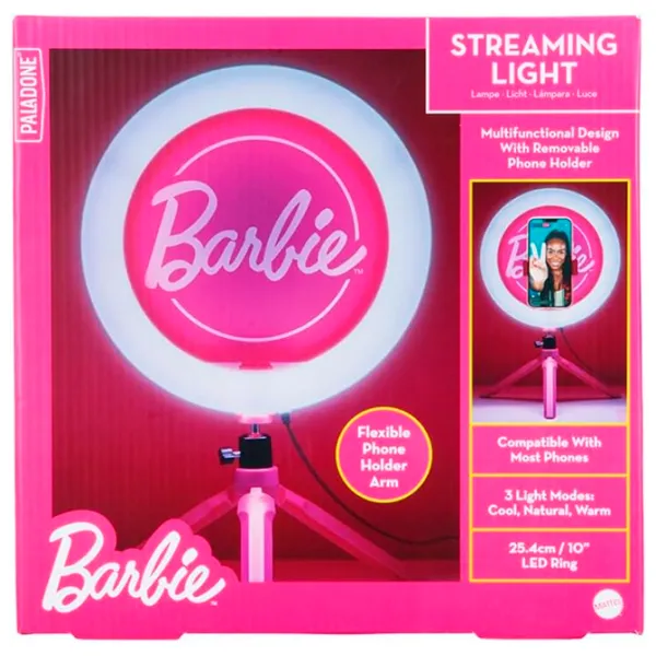 Штатив с круглой лампой Paladone Barbie Streaming Light 259 мм Pink photo 7