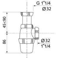 Sifon pentru lavoar Wirquin SP3158 32 mm/ Polipropilenă photo 2