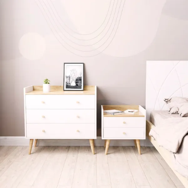 Комод Mobicasa 3 Asgard 80 x 82 x 40см/ ДСП/ Крафт золотой photo 2 Комод Mobicasa 3 Asgard 80 x 82 x 40см/ ДСП/ Крафт золотой photo 2